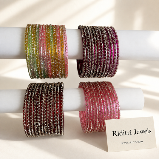 Sharaya Luxury Glass Bangles-4 Dozen