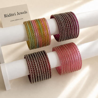 Sharaya Luxury Glass Bangles-4 Dozen