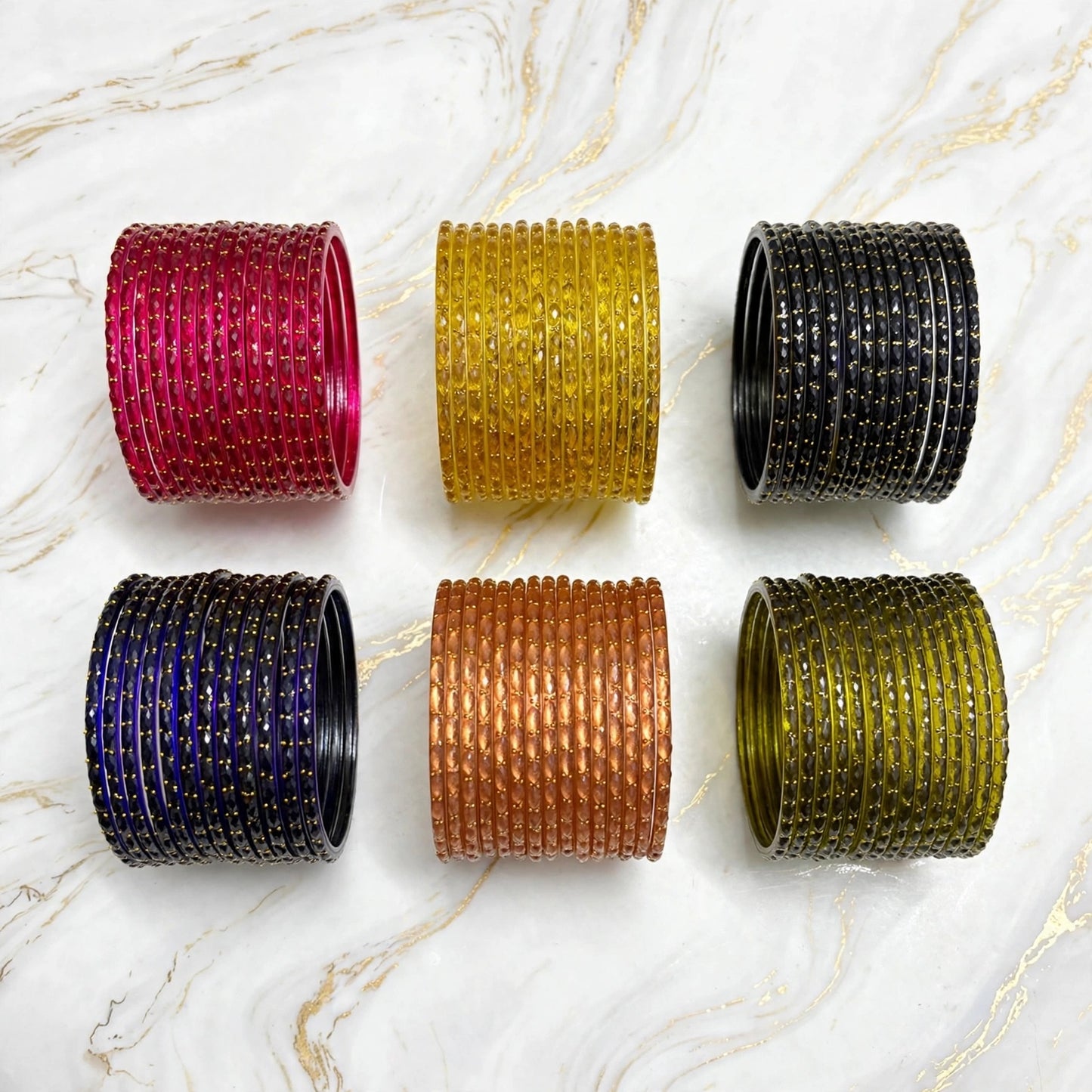 Viral Raindrop Glass Bangles Combo-RDT3