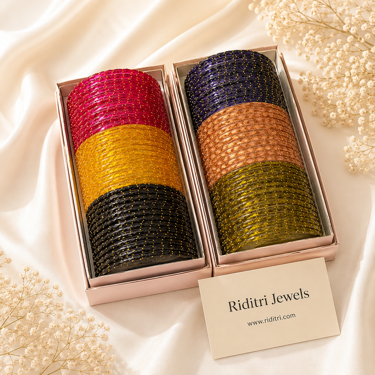 Viral Raindrop Glass Bangles Combo-RDT3