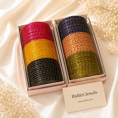 Viral Raindrop Glass Bangles Combo-RDT3