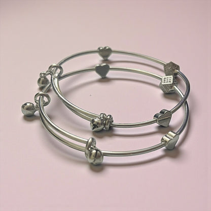 Heart Silver Ghungroo Bangles