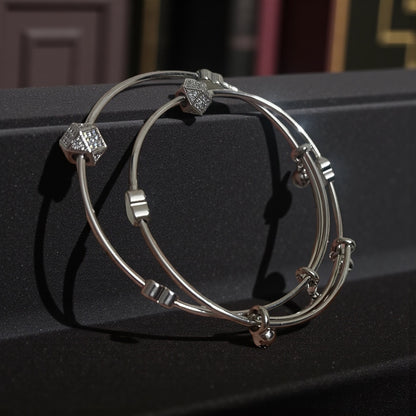 Heart Silver Ghungroo Bangles