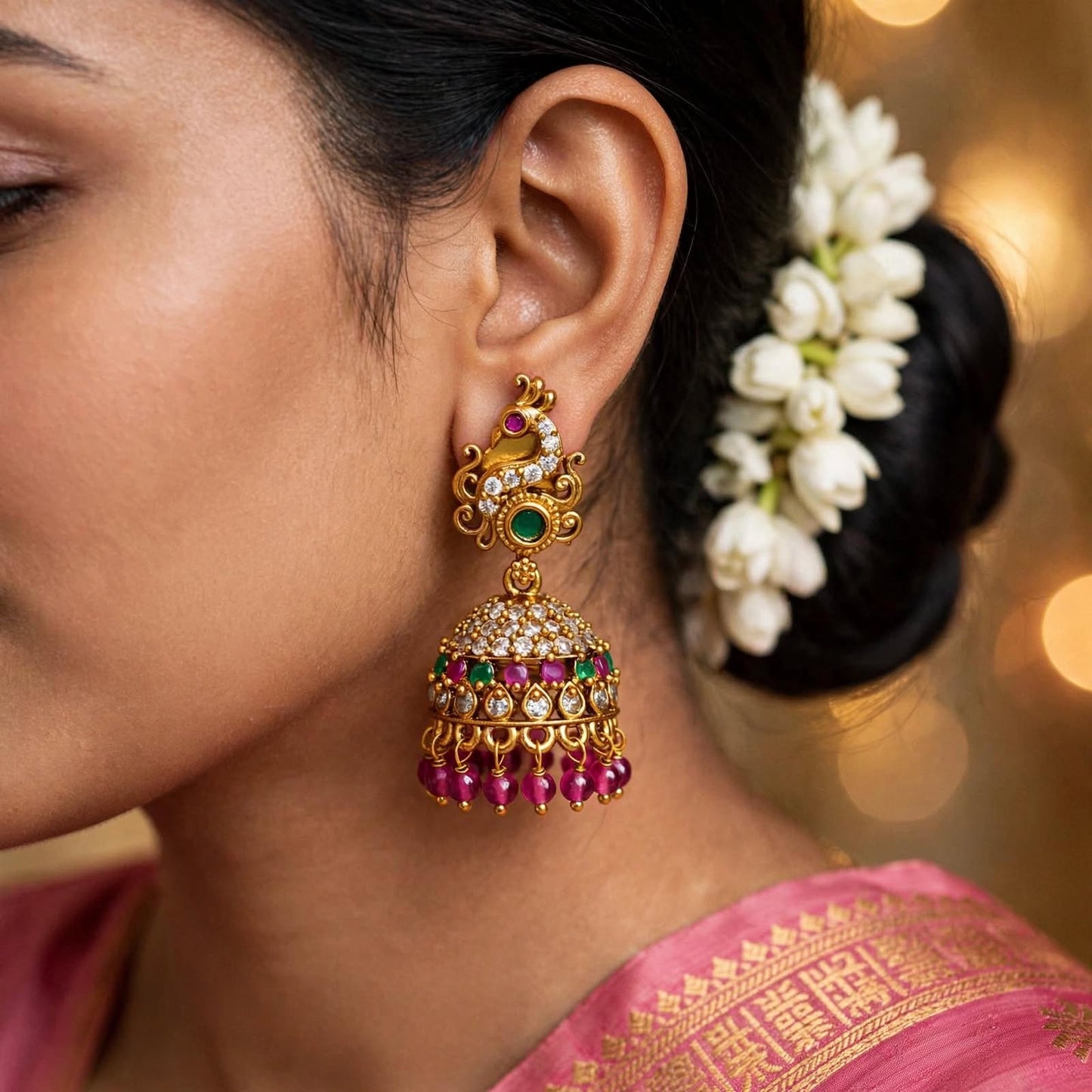 Morni Jhumki-Pink