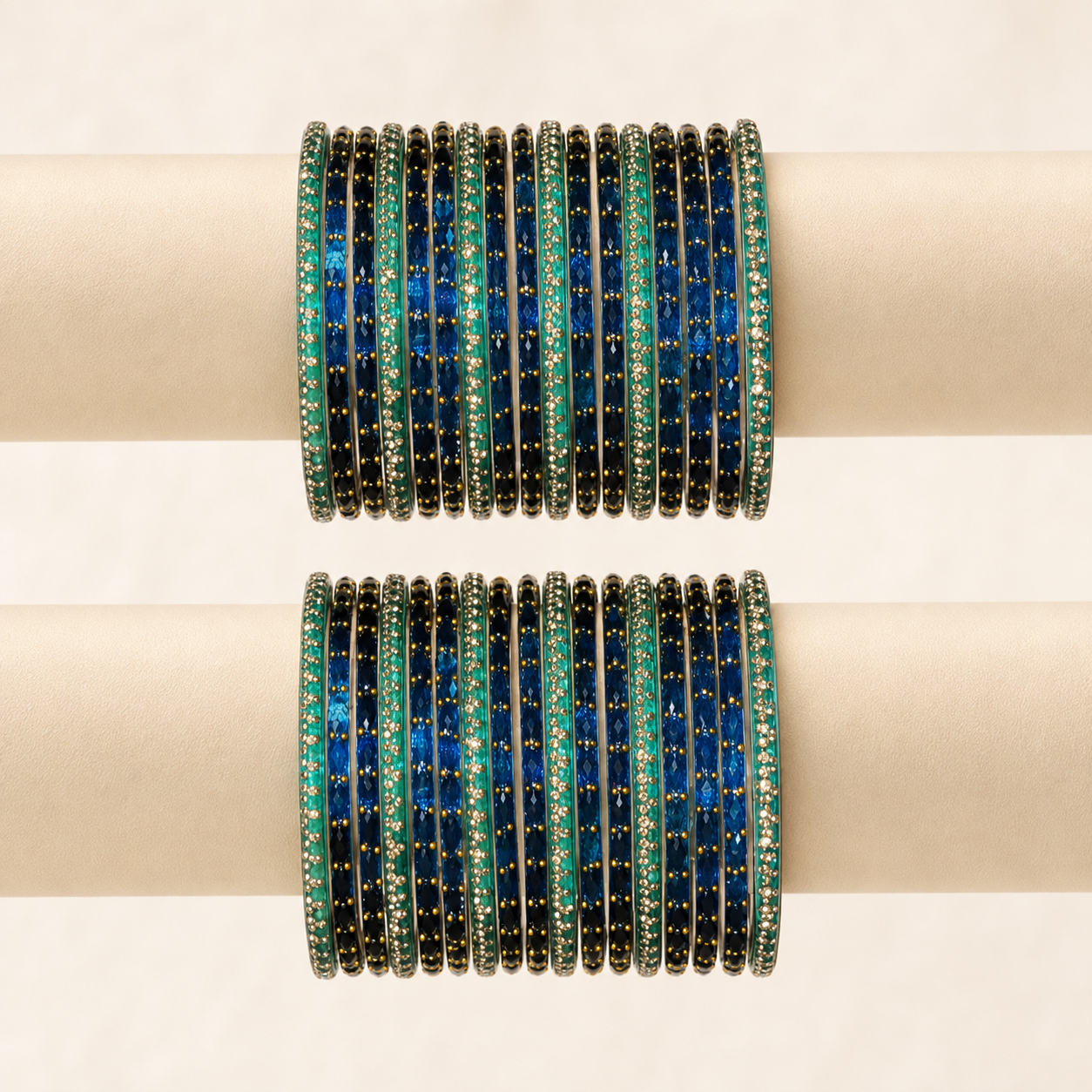 Viral Blue Raindrop Glass Bangles Set