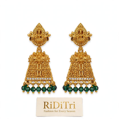 Laxmi Temple Jhumki-Green