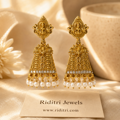 Laxmi Temple Jhumki-White