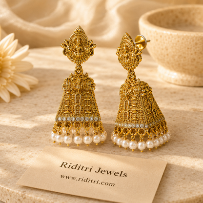 Laxmi Temple Jhumki-White