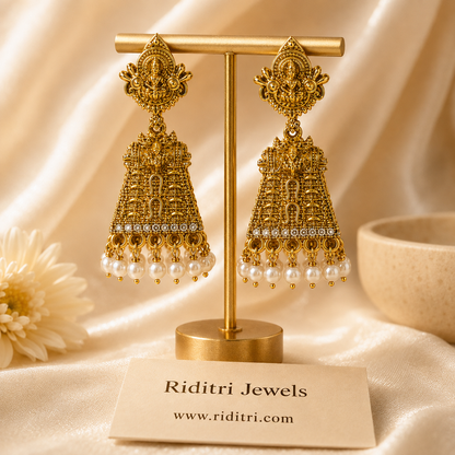 Laxmi Temple Jhumki-White
