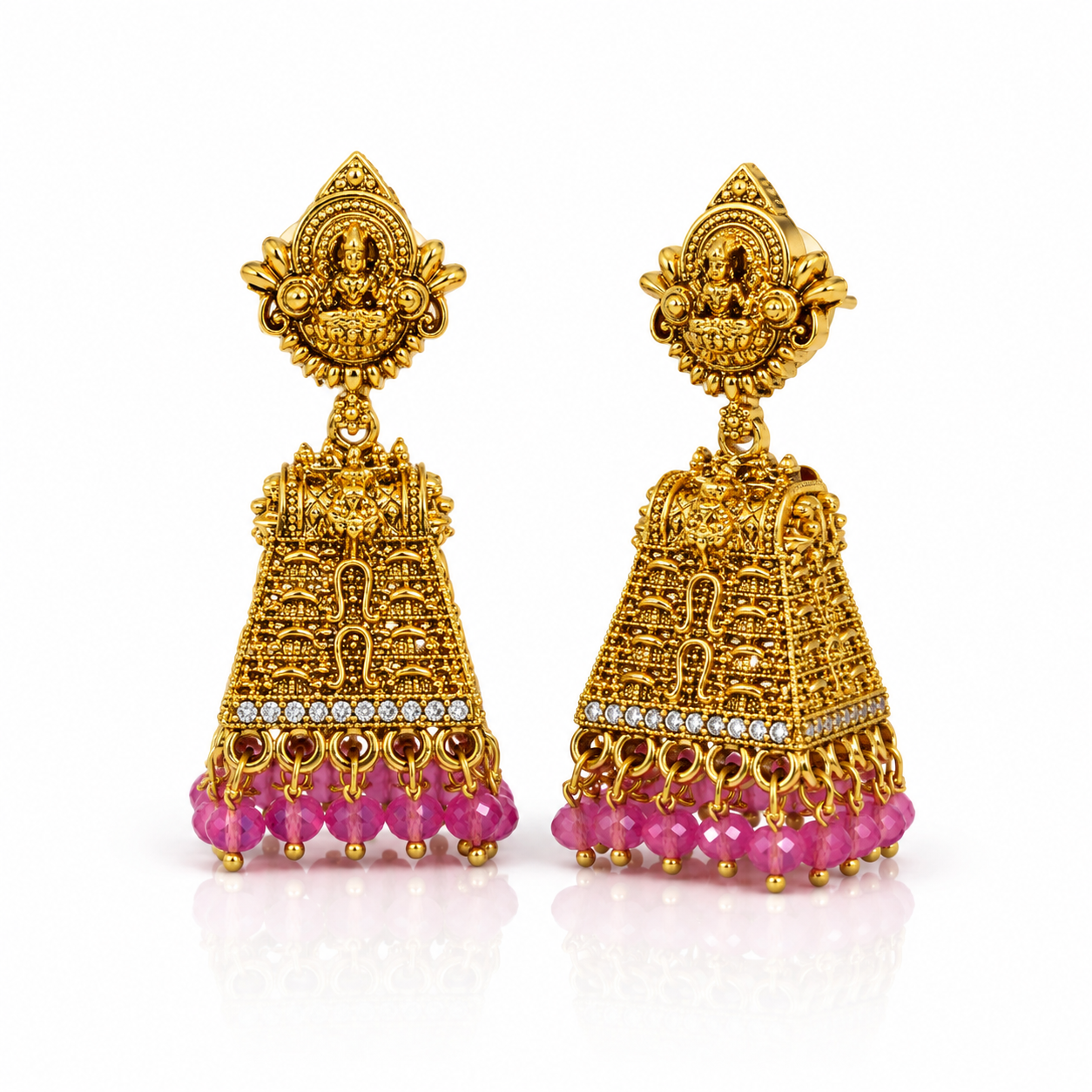 Laxmi Temple Jhumki-Pink