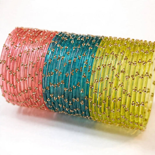 Viral Raindrop Glass Bangle Set-RDT5601