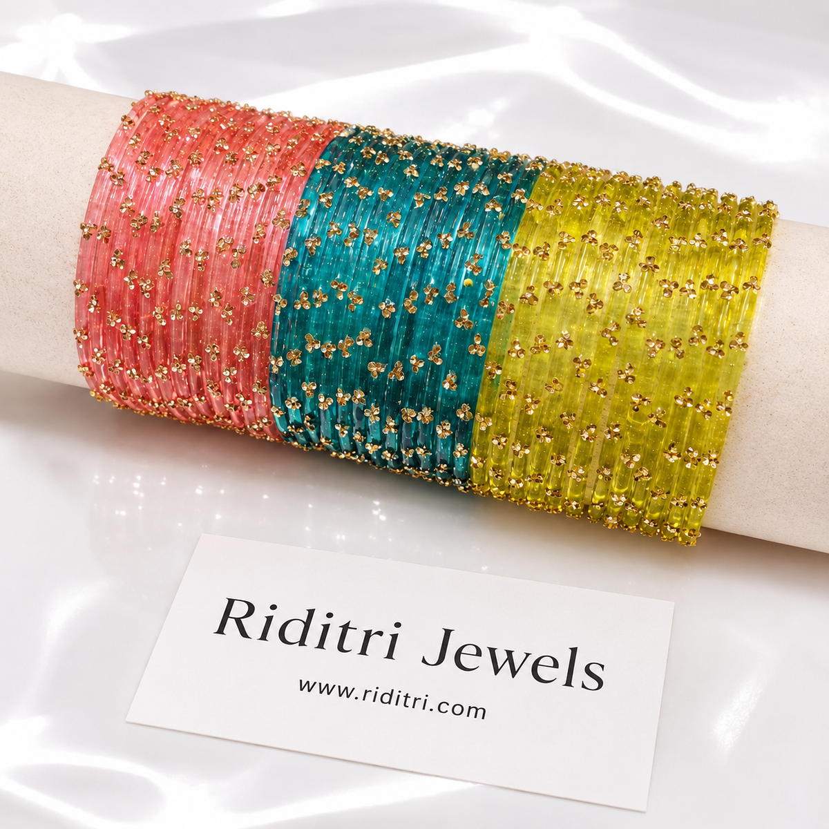 Viral Raindrop Glass Bangle Set, view 3