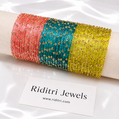 Viral Raindrop Glass Bangle Set, view 3