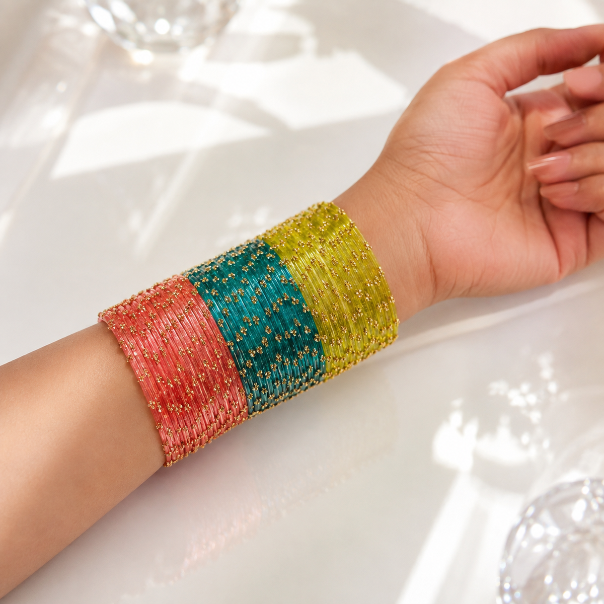 Viral Raindrop Glass Bangle Set, view 5