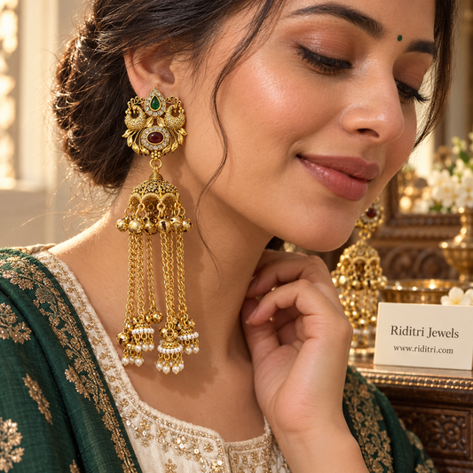 Viral AD Morni Kashmiri Ghungru Earrings