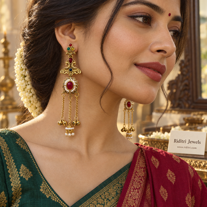 Viral AD Multicolor Morni Kashmiri Ghungru Earrings