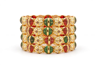 Meenakari Ruby Green Gold Plated Bangles