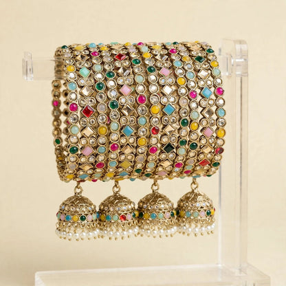 Multicolor Stone Bangles Set