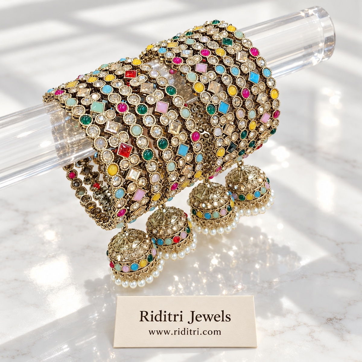 Multicolor Stone Bangles Set