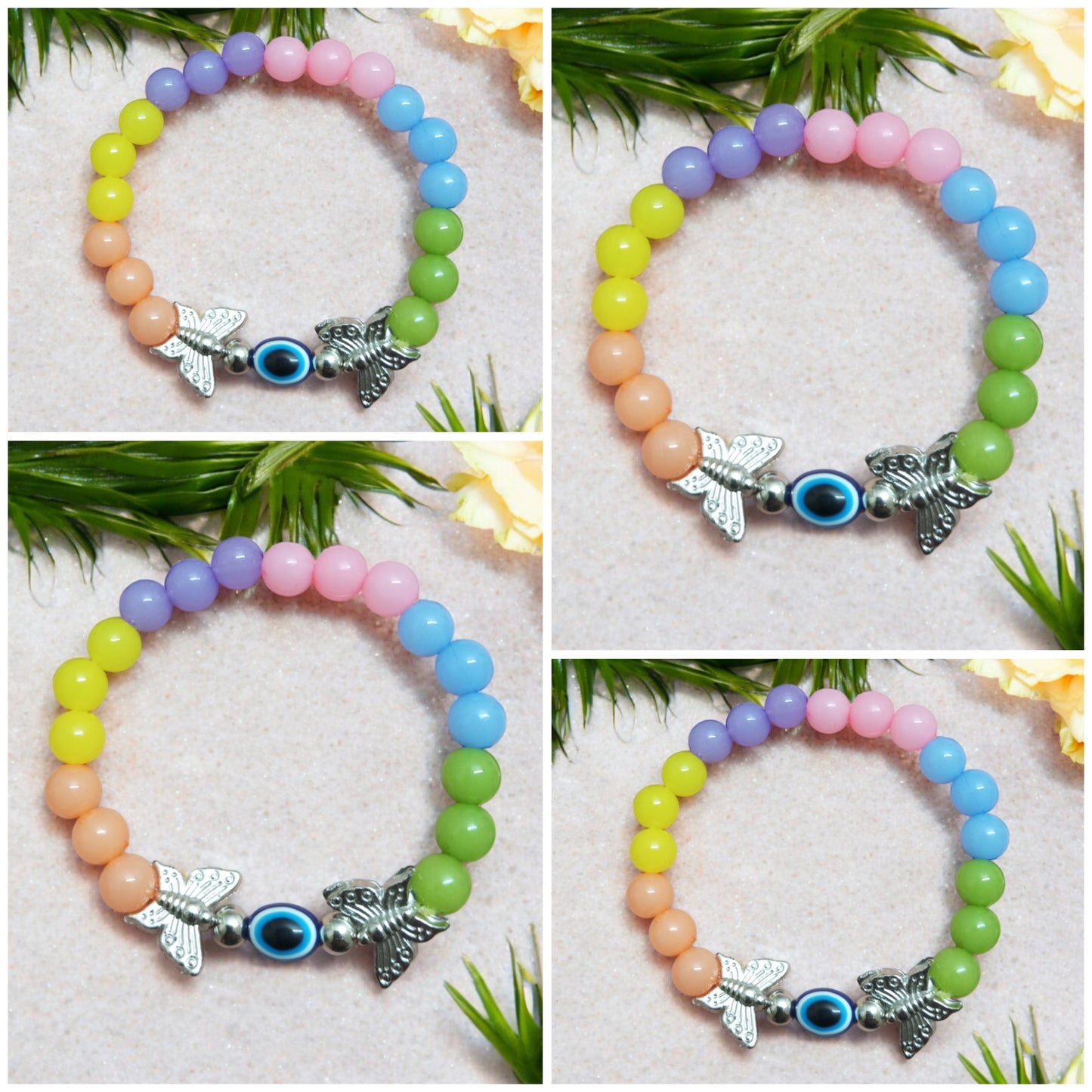 Combo of 4 Evil-Eye Butterfly Multicolor Bracelet