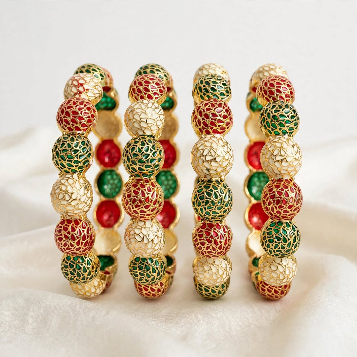 Gumbad Ruby Green Gold Plated Bangles