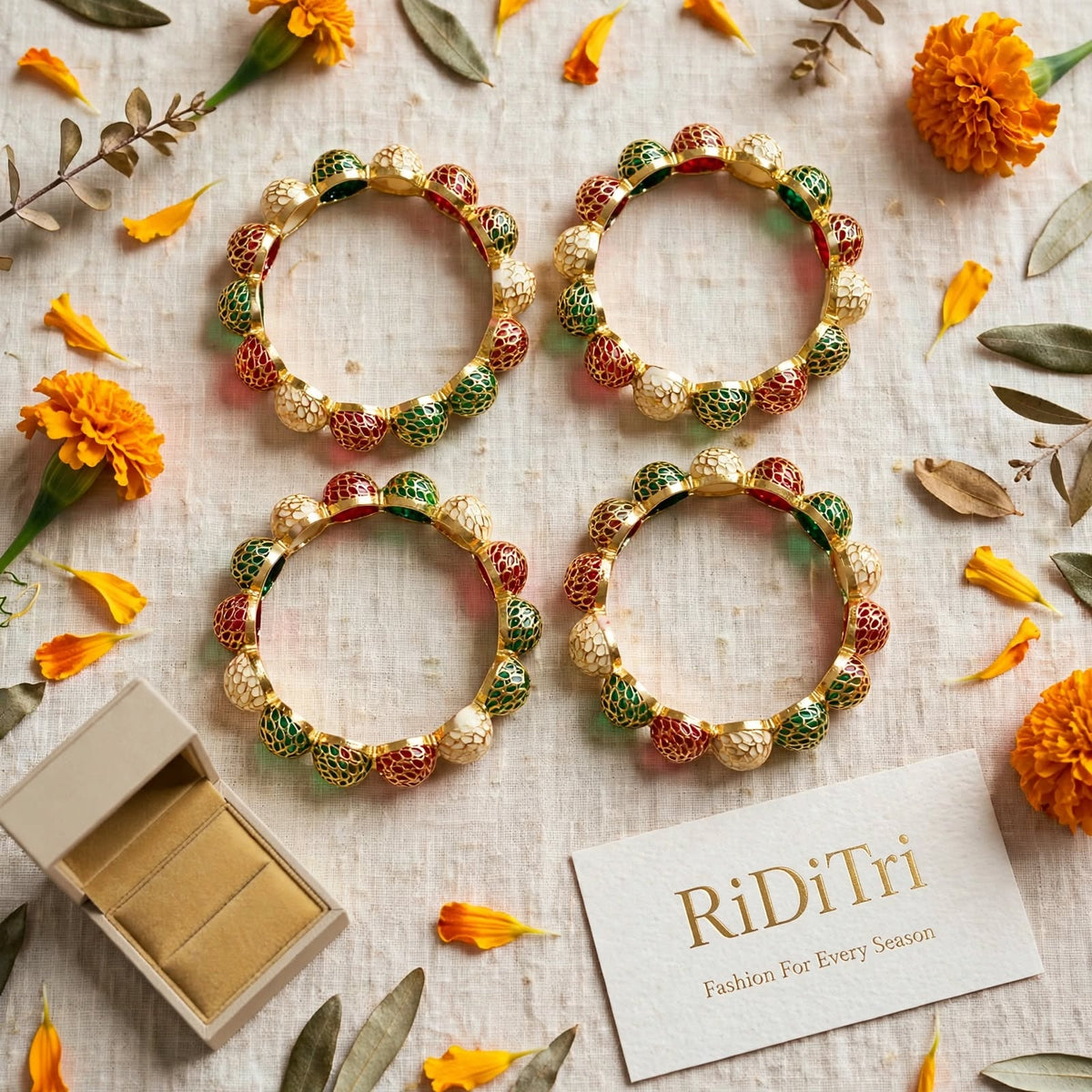 Gumbad Ruby Green Gold Plated Bangles