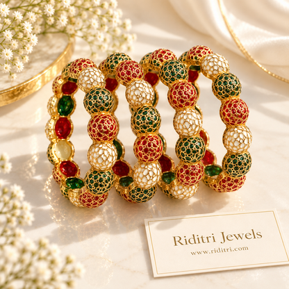 Gumbad Ruby Green Gold Plated Bangles