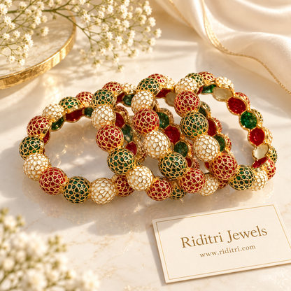 Gumbad Ruby Green Gold Plated Bangles