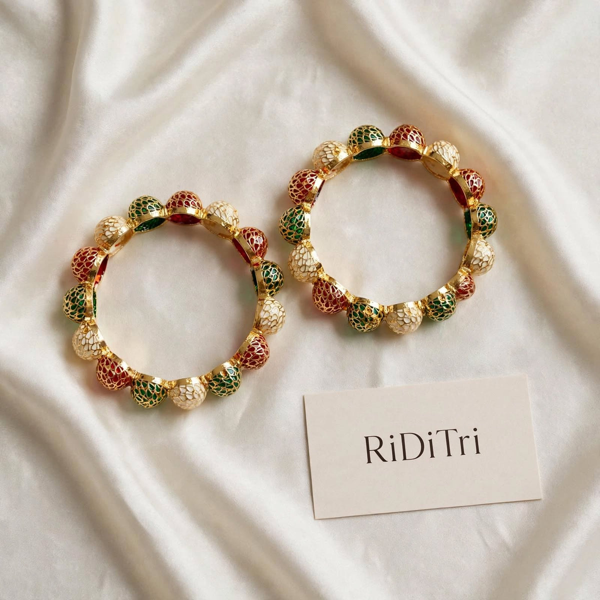 Gumbad Ruby Green Gold Plated Bangles-Set of 2