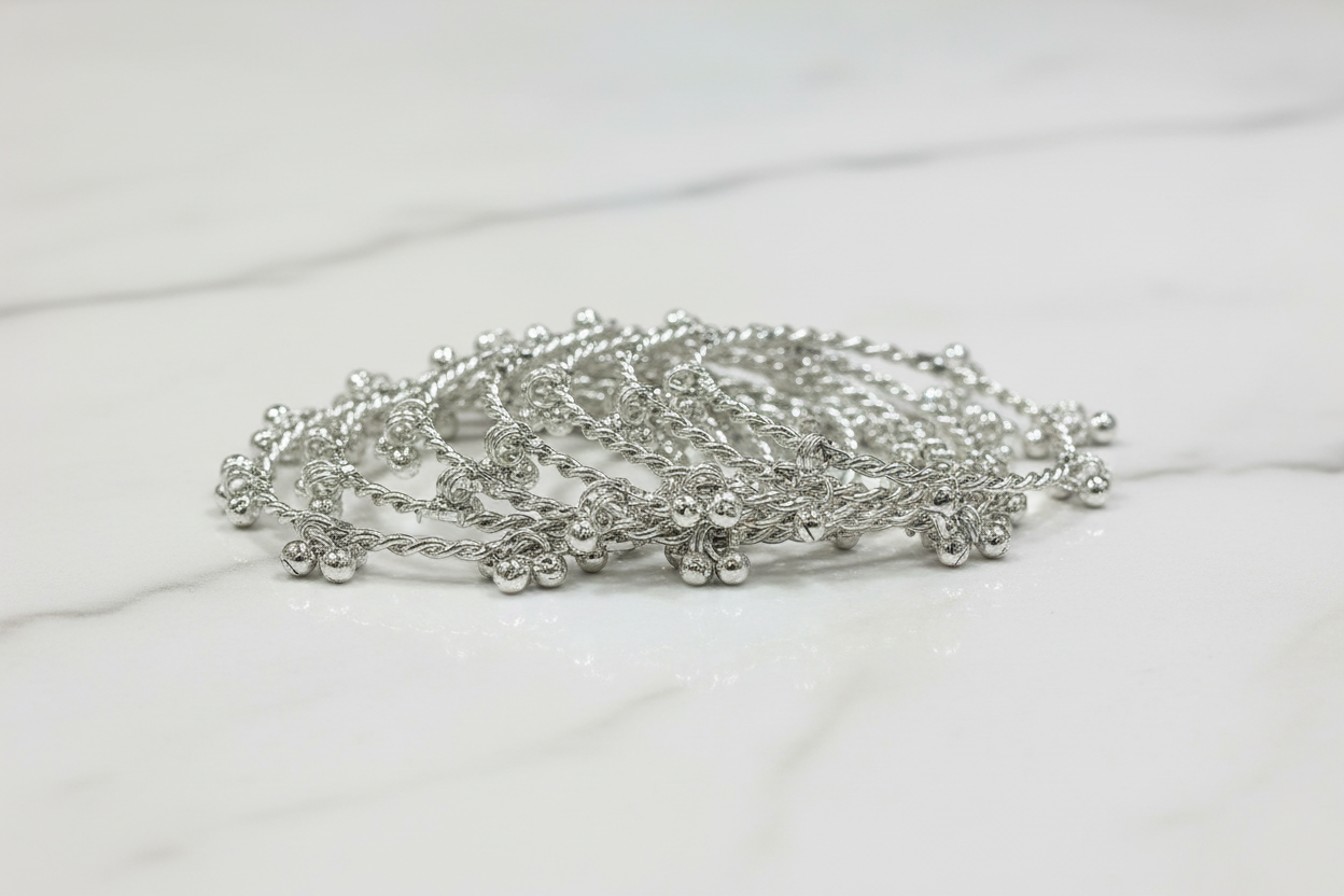 Viral Silver Ghungroo Bangles- Set of 8