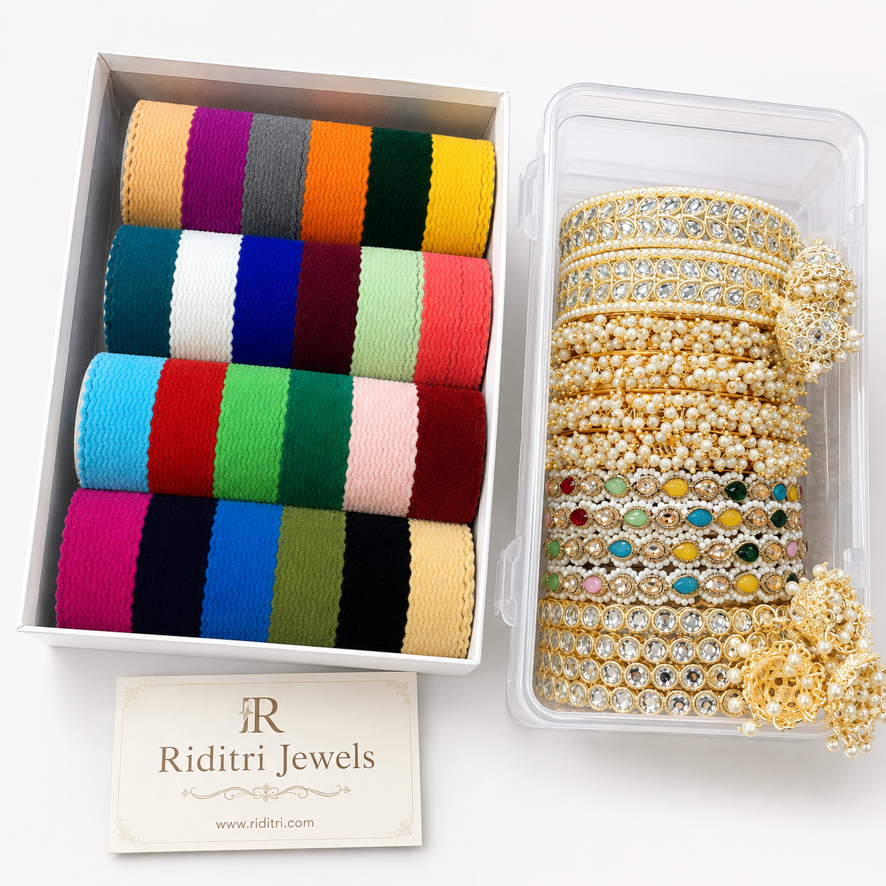 Royal Zigzag Velvet Metal Bangles Combo Box