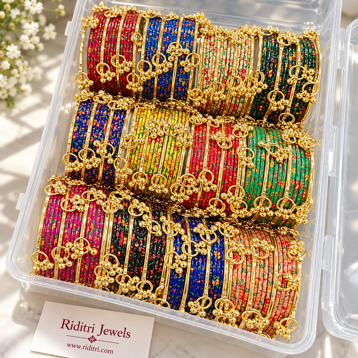3D Steel Metal Kashmiri Bangles Set