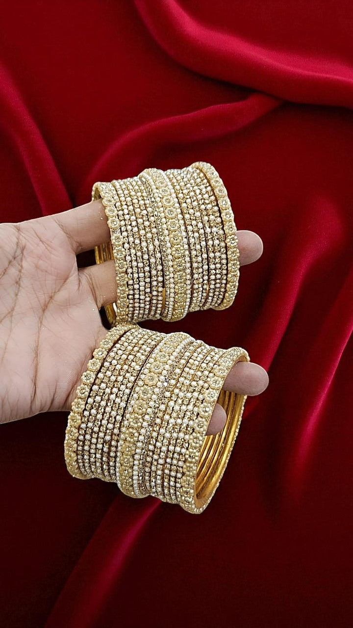 Moti Ring Gold Bangle Set
