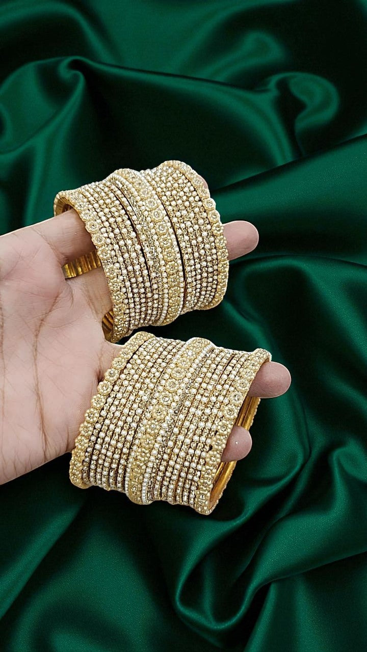 Moti Ring Gold Bangle Set