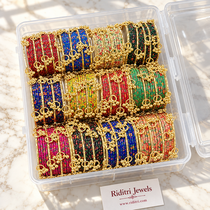 3D Steel Metal Kashmiri Bangles Set