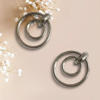 Silver Toned Round Earrings