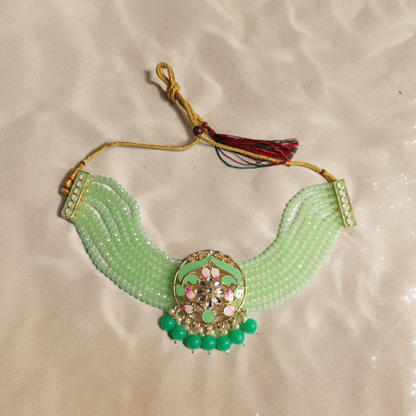 Gehna Meenakari Choker Necklace with Earrings and MaangTika