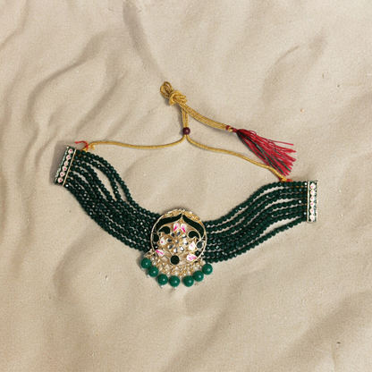 Kavya Meenakari Choker Necklace with Earrings and MaangTika