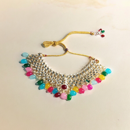 Lavya Multicolor Necklace with Earrings and MaangTika