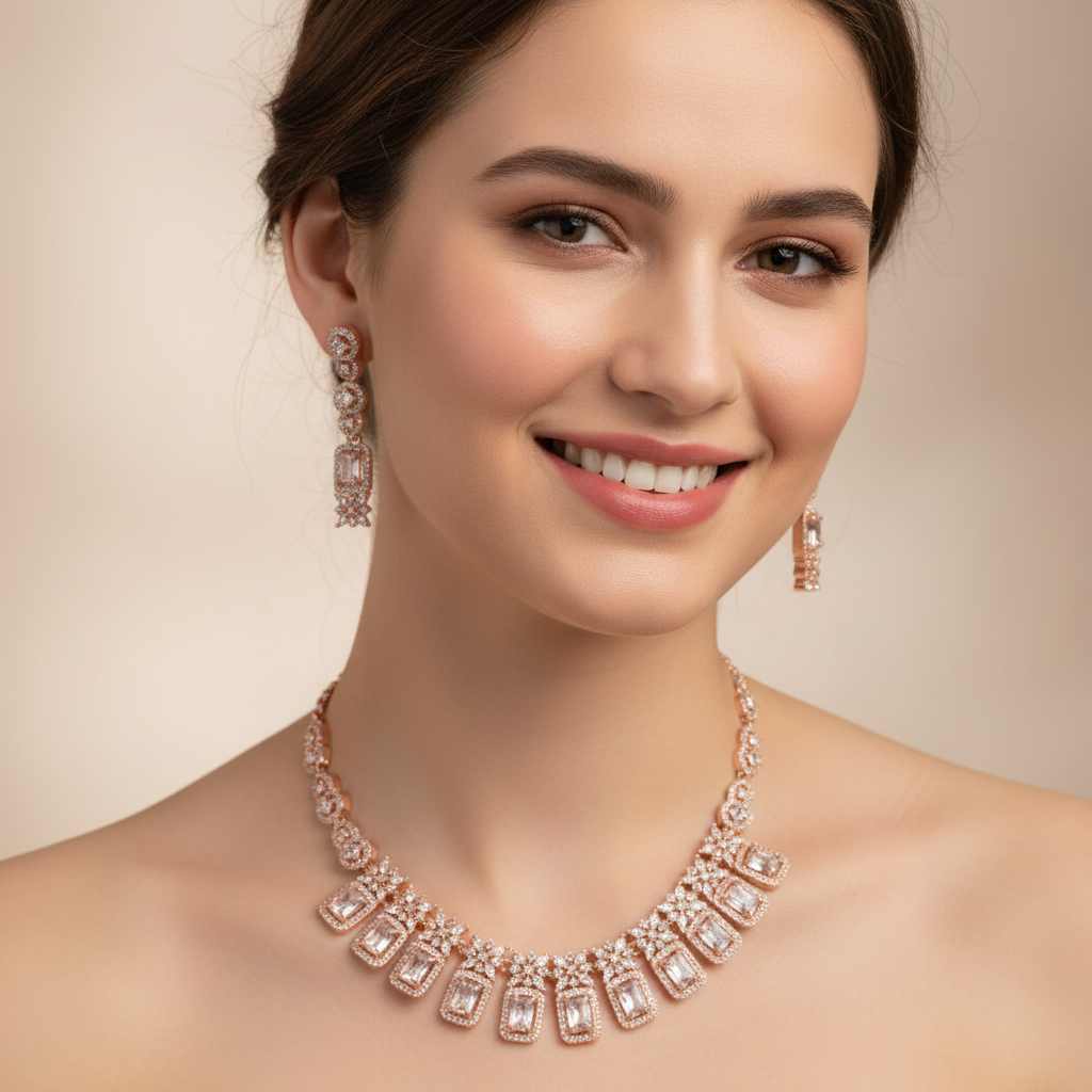 Rose Gold Necklace Set