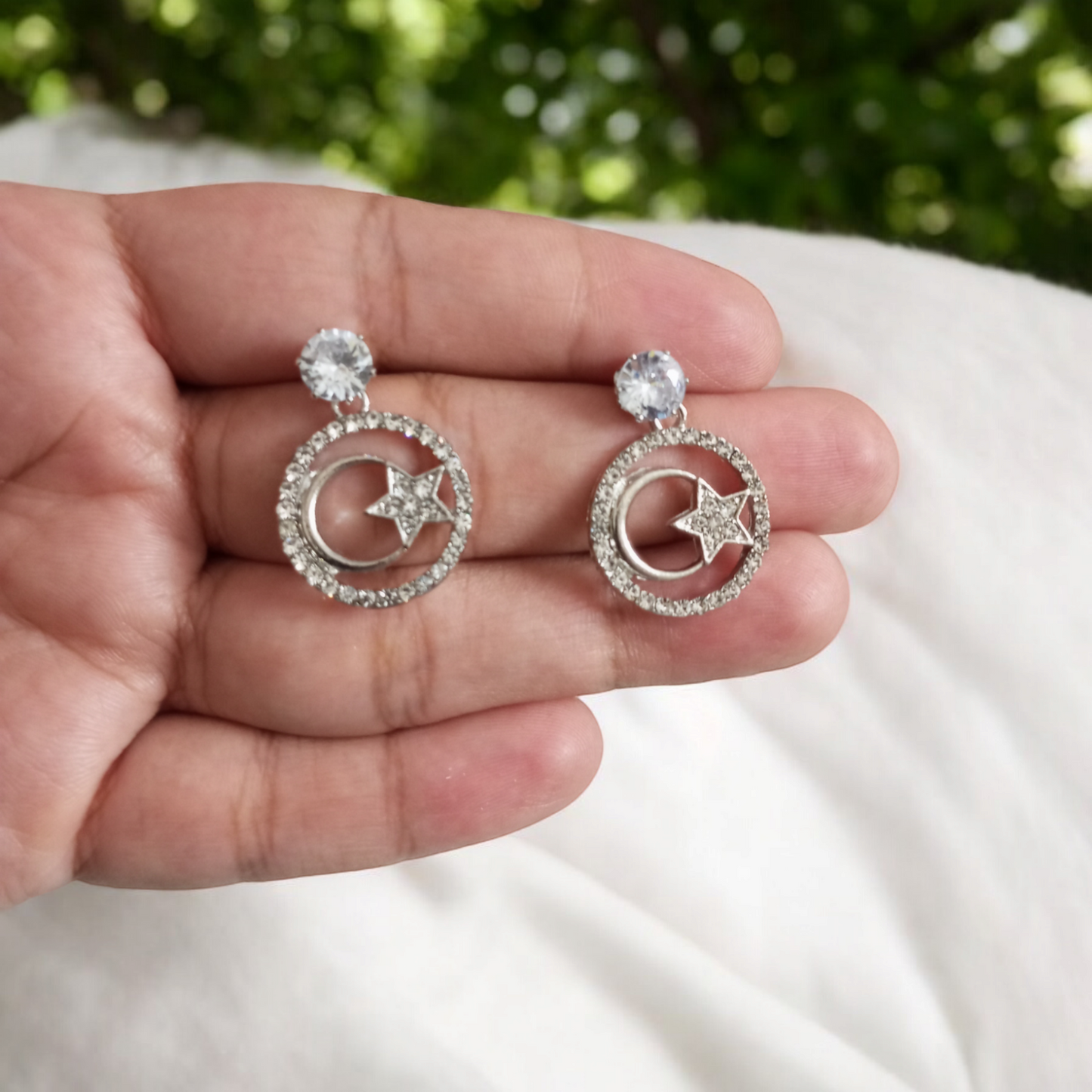 Star cz Silver Earrings