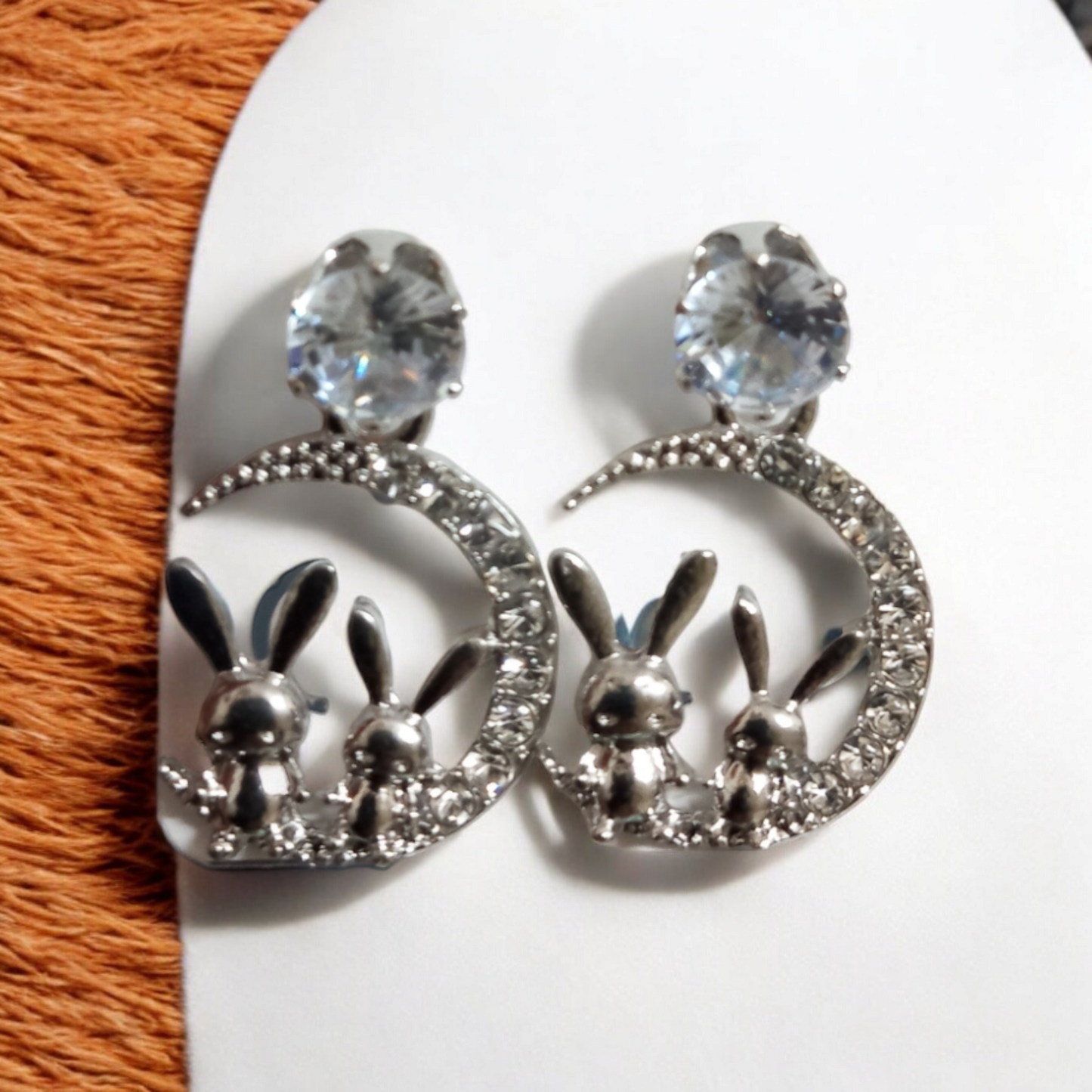 Rabbit cz Silver Earrings