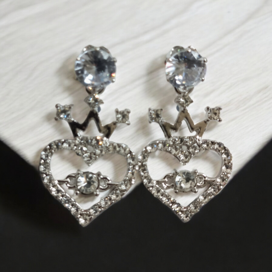 Crown cz Silver Earrings