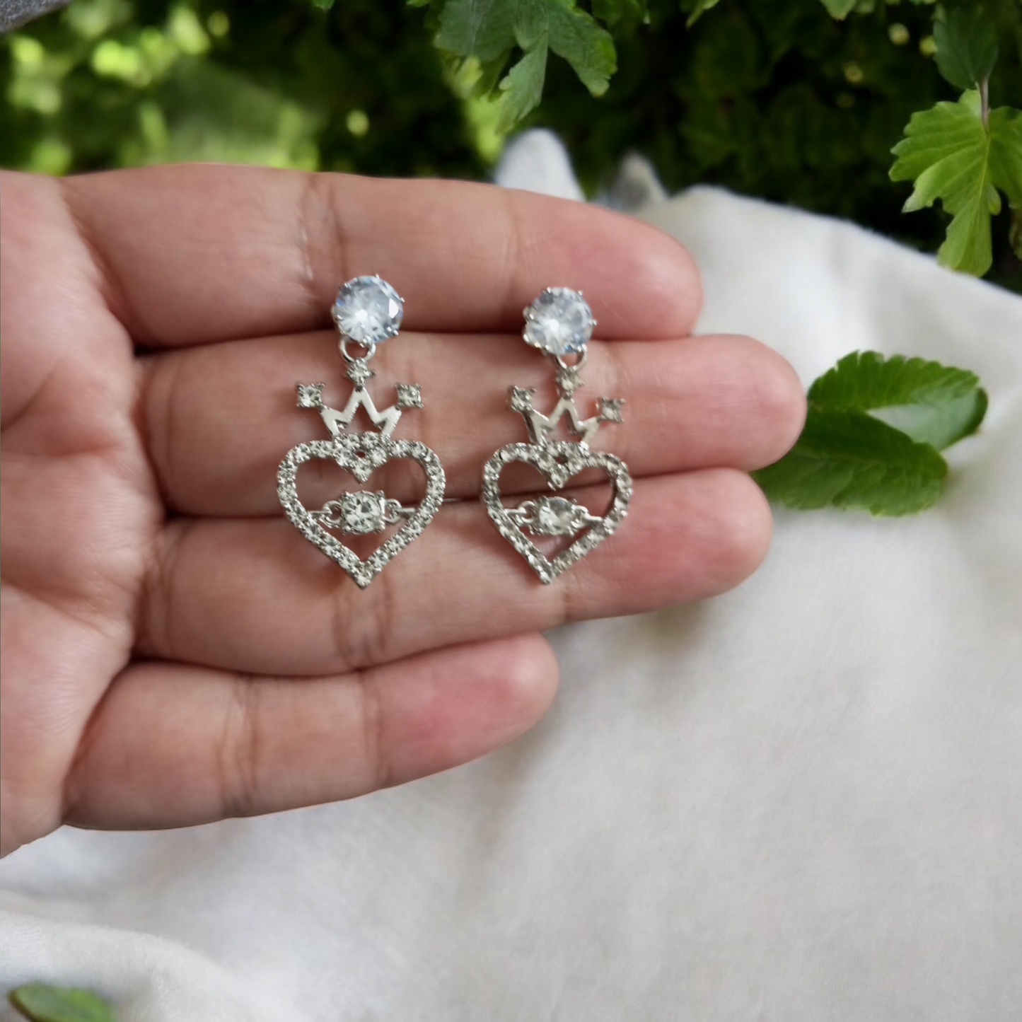 Crown cz Silver Earrings