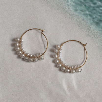 Pearl Kini Hoop Earrings