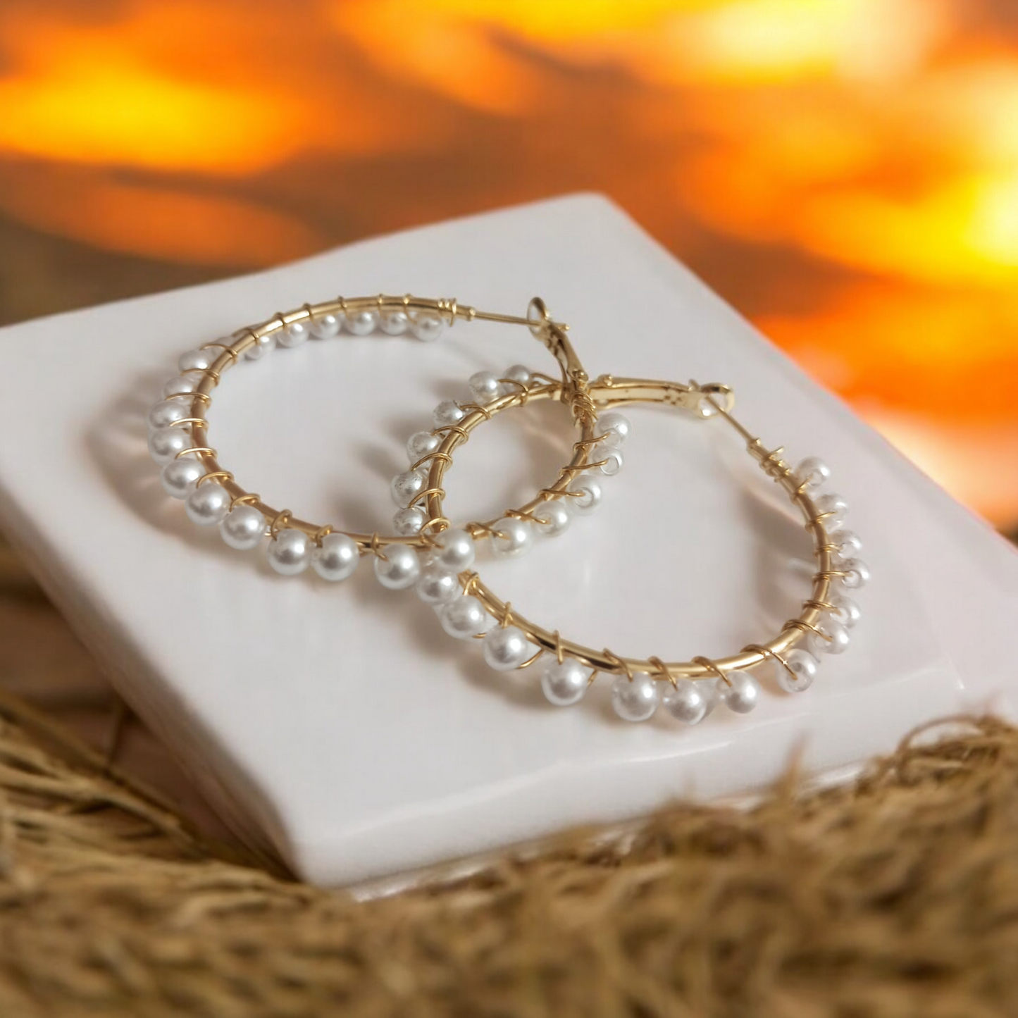 Small Pearl Kini Hoop Earrings