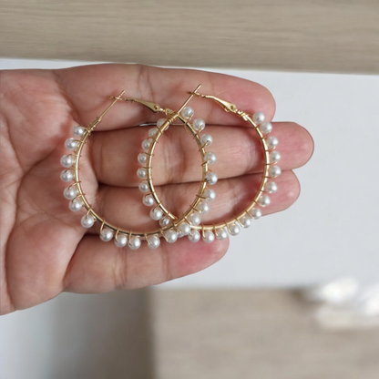 Small Pearl Kini Hoop Earrings