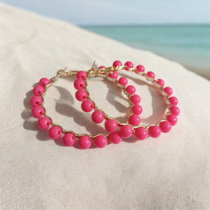 Pink Pearl Kini Hoop Earrings