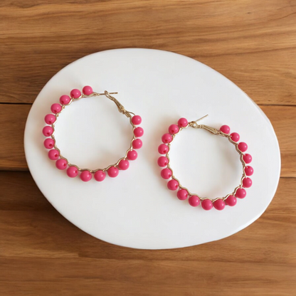 Pink Pearl Kini Hoop Earrings