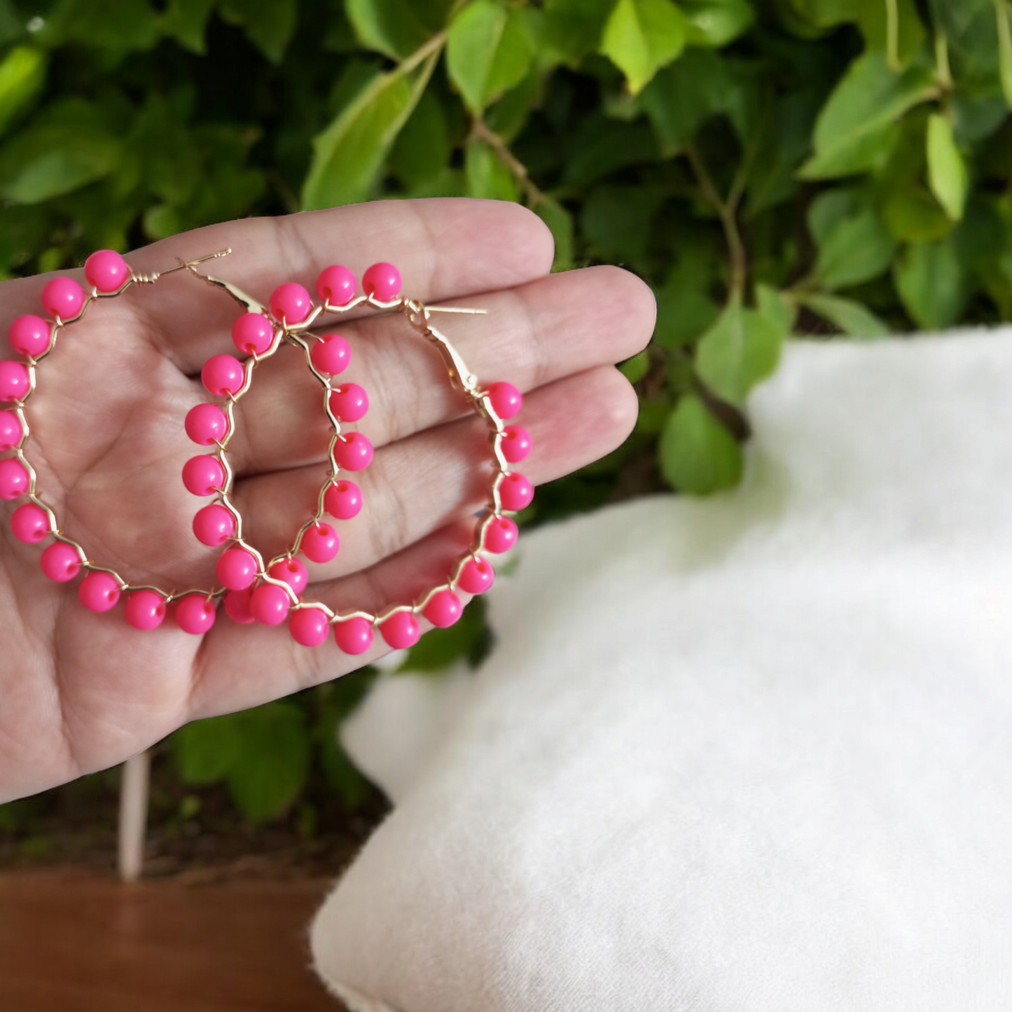 Pink Pearl Kini Hoop Earrings